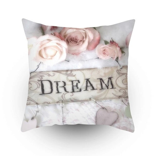Colorful Flower Printed Cushion Cover Peach Skin
