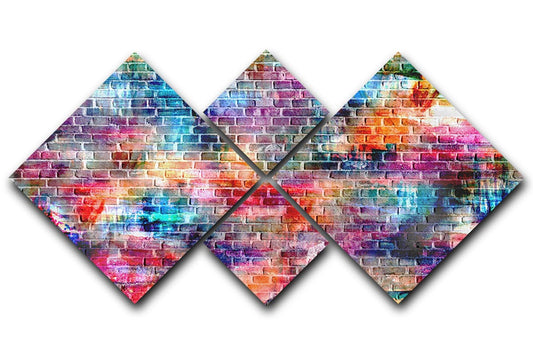Colorful wall painting art 4 Square Multi Panel Canvas