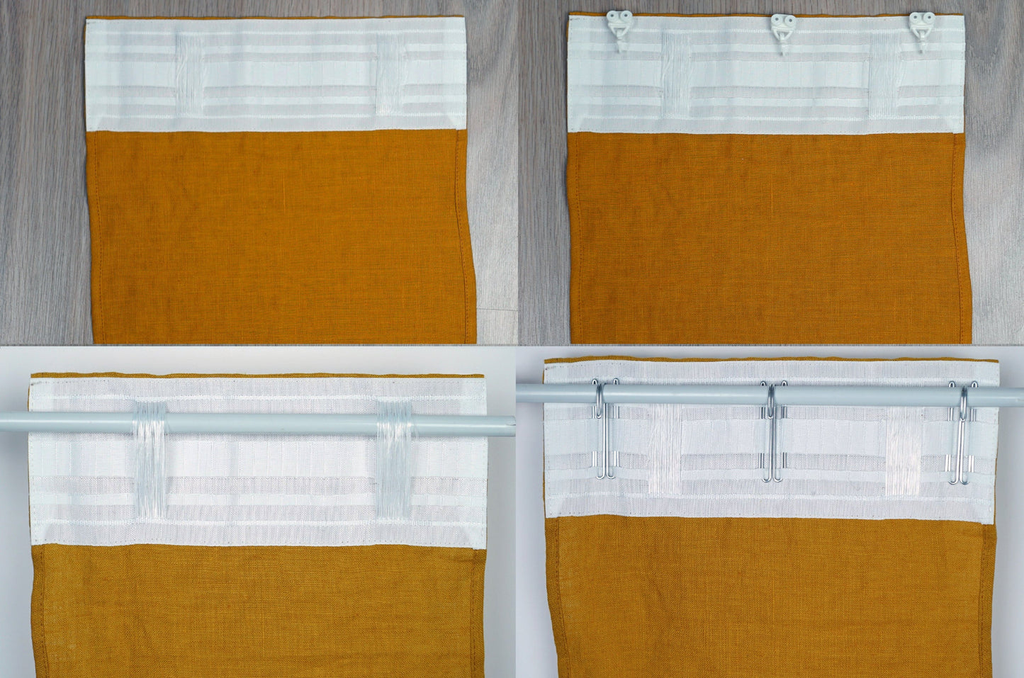 Greyish Mint linen curtain with multifunctional tape