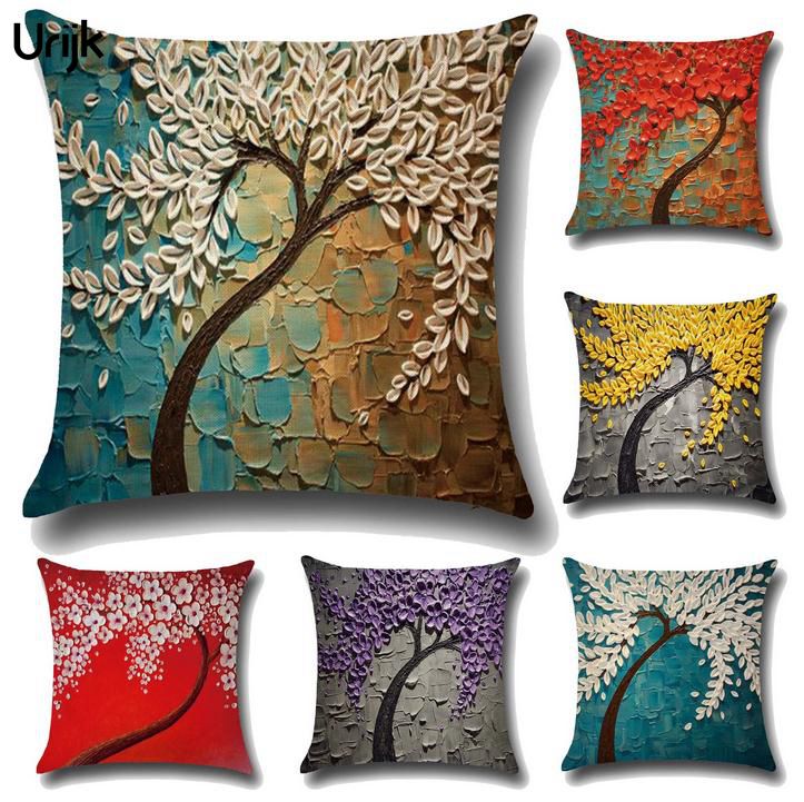 Cushion Cover Vintage Flower Pillow Case Mural