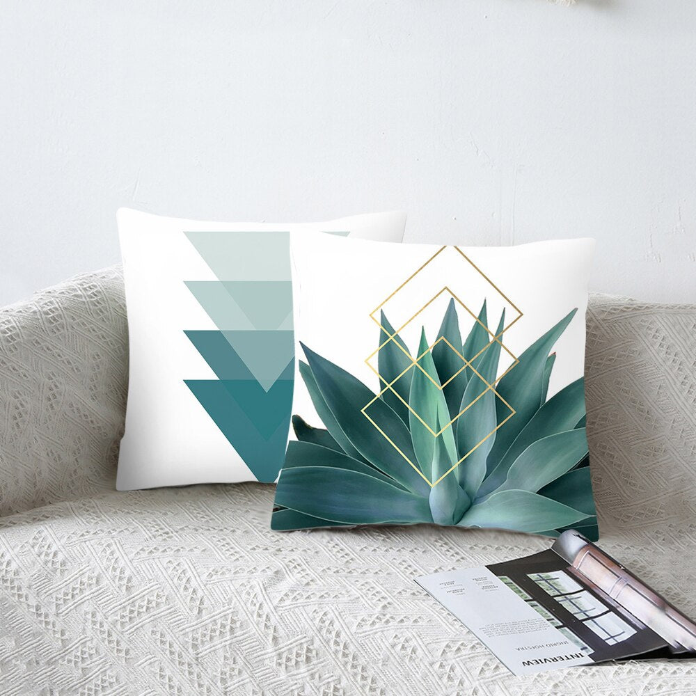 DIDIHOU 1pc Green Leaves Printing Pillowcase