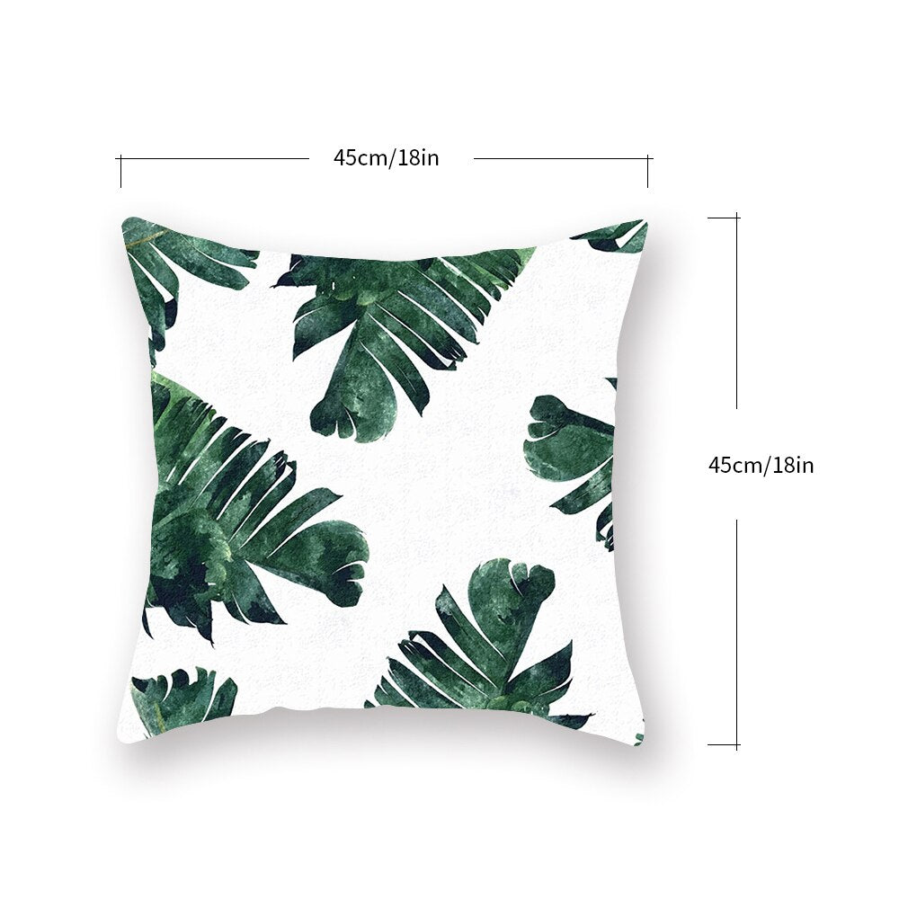 DIDIHOU 1pc Green Leaves Printing Pillowcase
