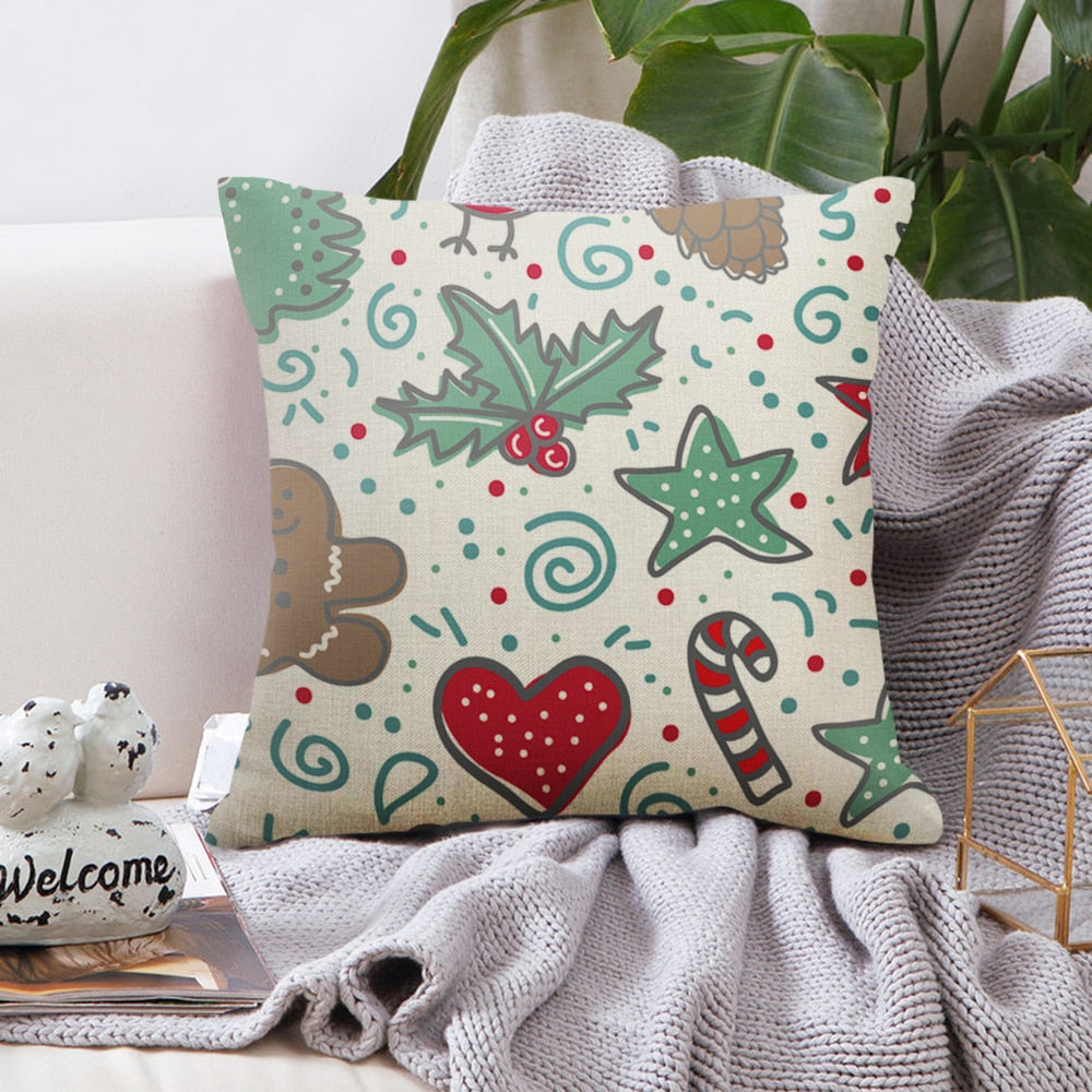 DIDIHOU 45*45cm Christmas Cushion Covers Cotton