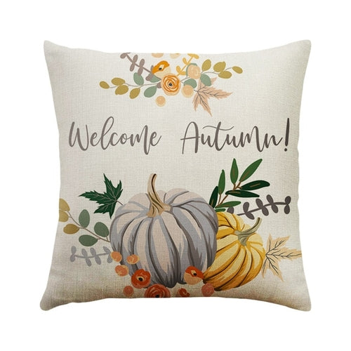 DIDIHOU 45x45CM Soft Linen Pillow Case Happy Fall