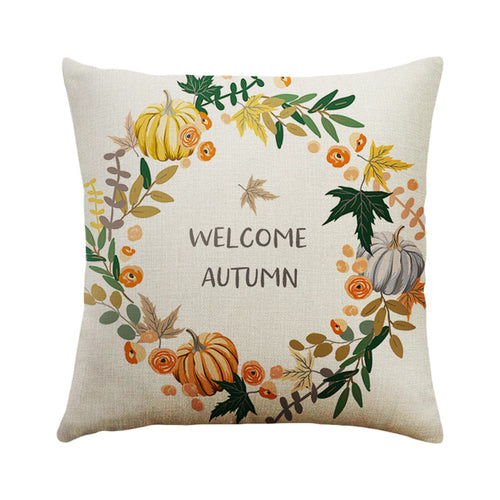 DIDIHOU 45x45CM Soft Linen Pillow Case Happy Fall