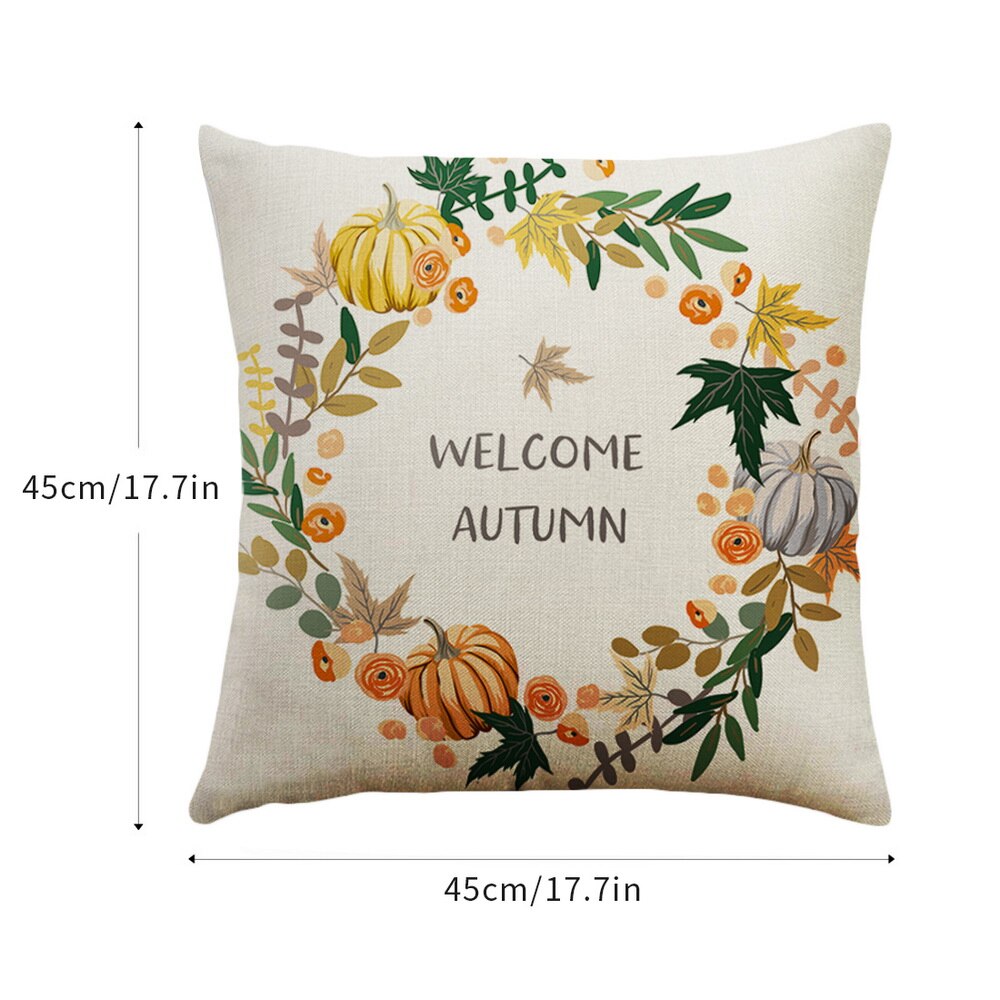 DIDIHOU 45x45CM Soft Linen Pillow Case Happy Fall