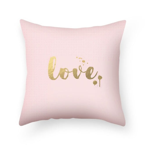 DIDIHOU Pink Geometric Pattern Throw Pillow Cotton