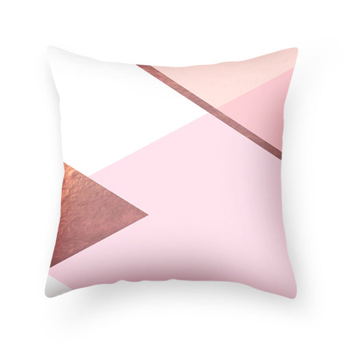 DIDIHOU Pink Geometric Pattern Throw Pillow Cotton