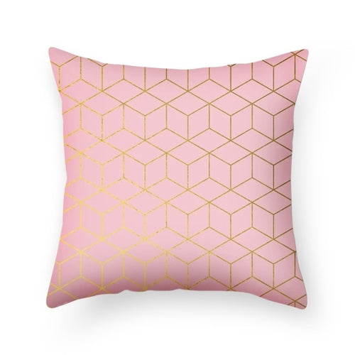 DIDIHOU Pink Geometric Pattern Throw Pillow Cotton