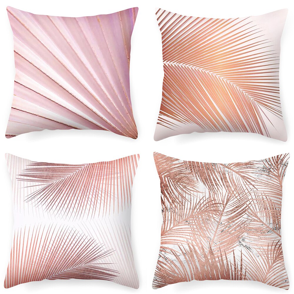 DIDIHOU Pink Geometric Pattern Throw Pillow Cotton