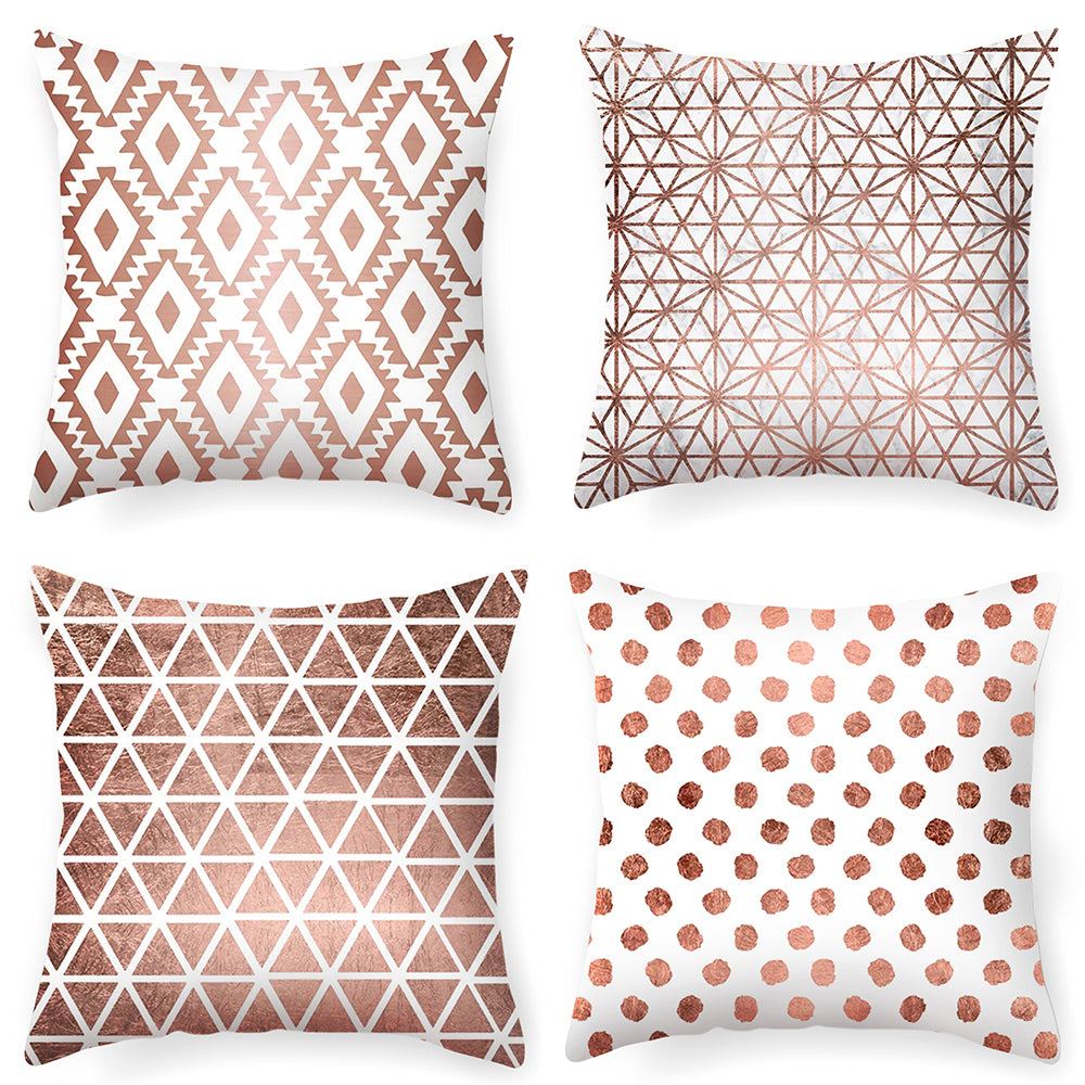 DIDIHOU Pink Geometric Pattern Throw Pillow Cotton