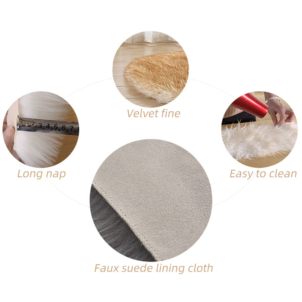 DIDIHOU Rectangle/Flower Soft Faux Sheepskin Fur