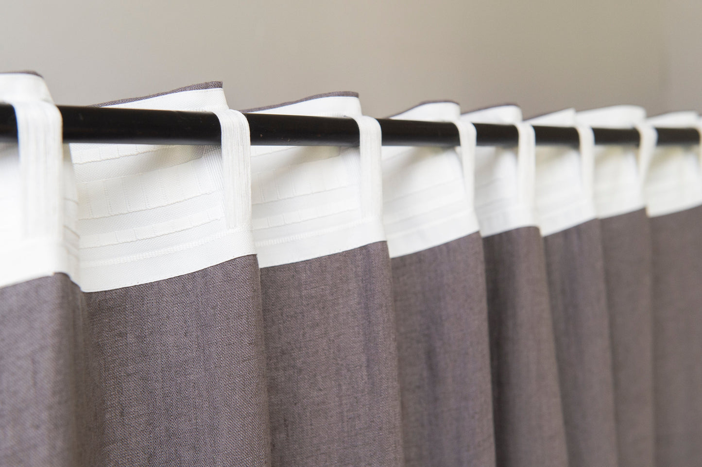 Grey linen curtain with multifunctional heading tape