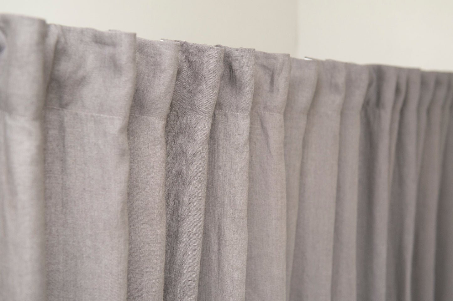 Grey linen curtain with multifunctional heading tape