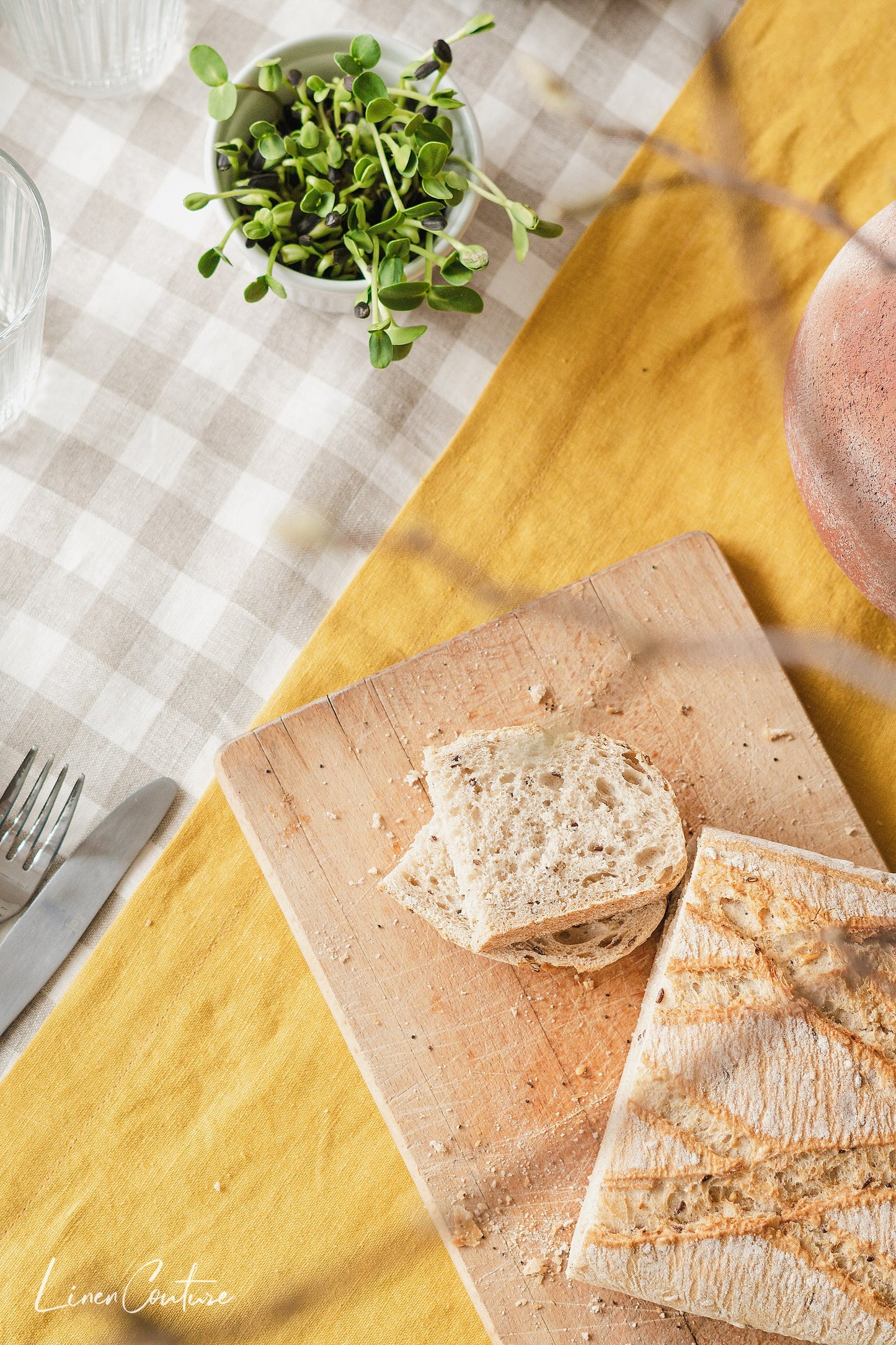 Greyish Mint linen table runner