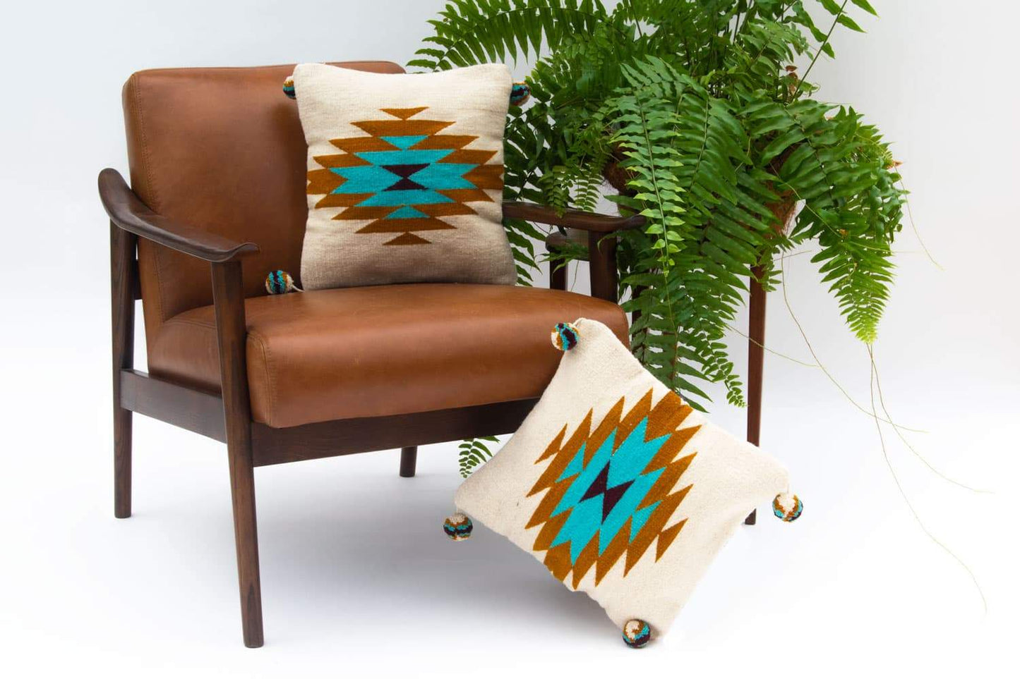 Belegui Flat Weaved Pillow Cover, Boho Decor Pillow with Caramel and