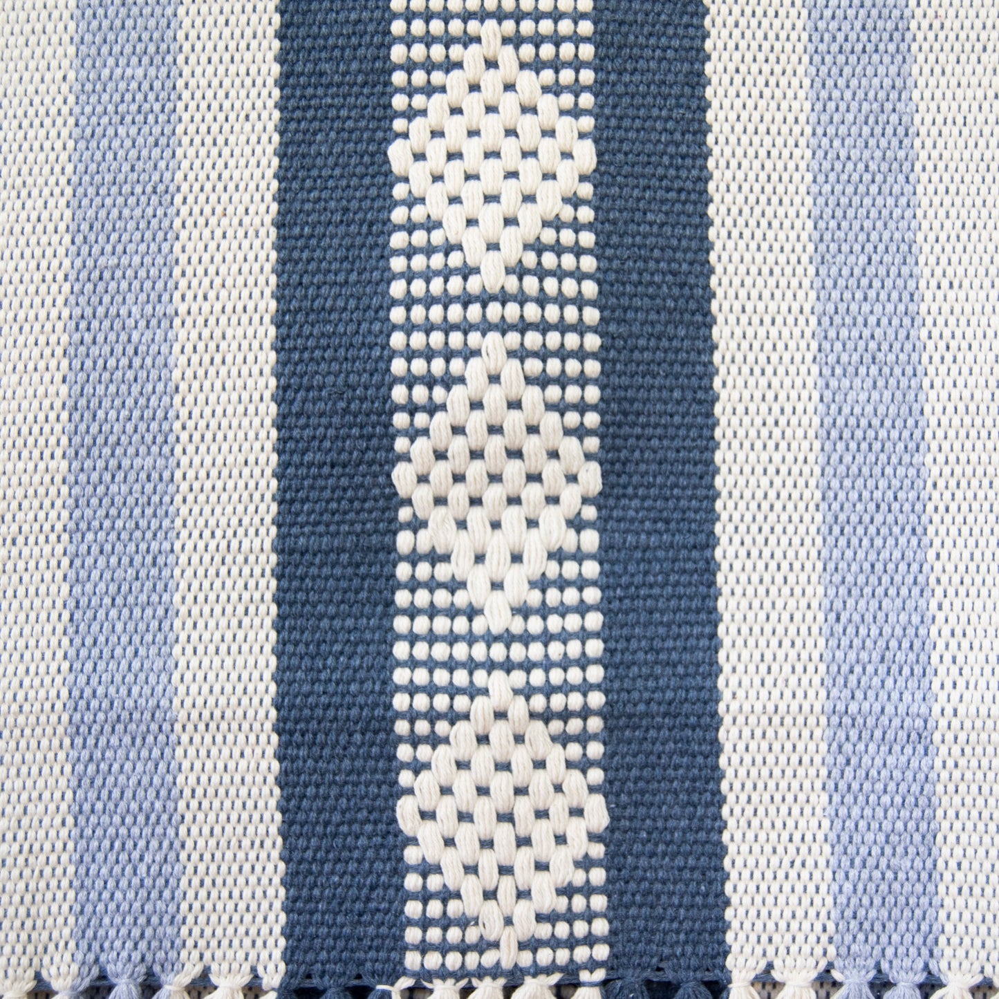 Jalieza Geometric Woven Table Runner. Diamond Design in Blue