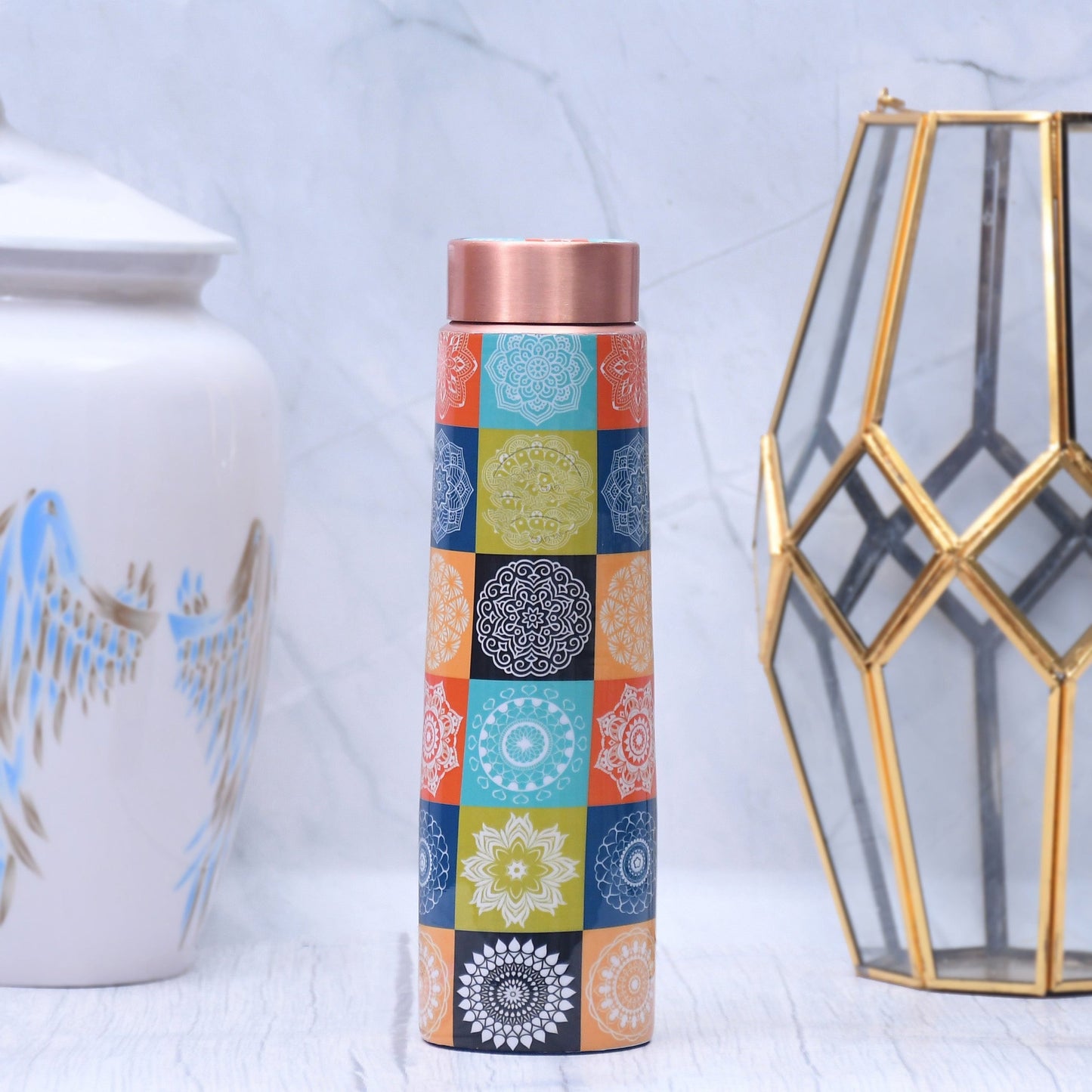 Premium Designed Copper Water Bottle Enamel Leak Proof Capacity 1000