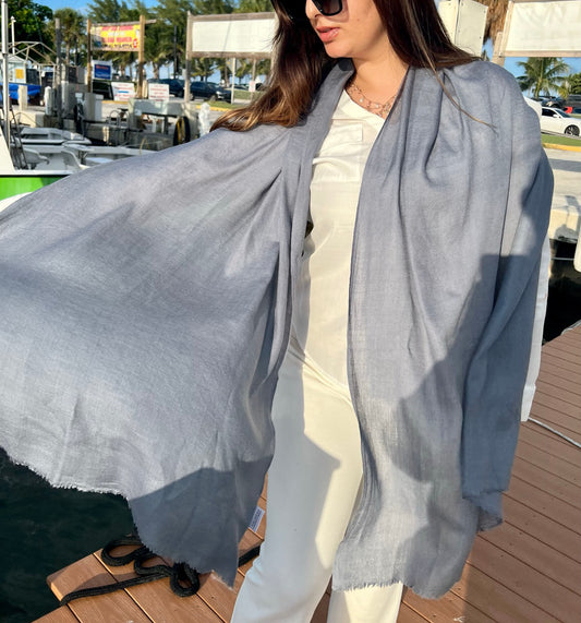 Gray Lightweight Solid Wool Scarf