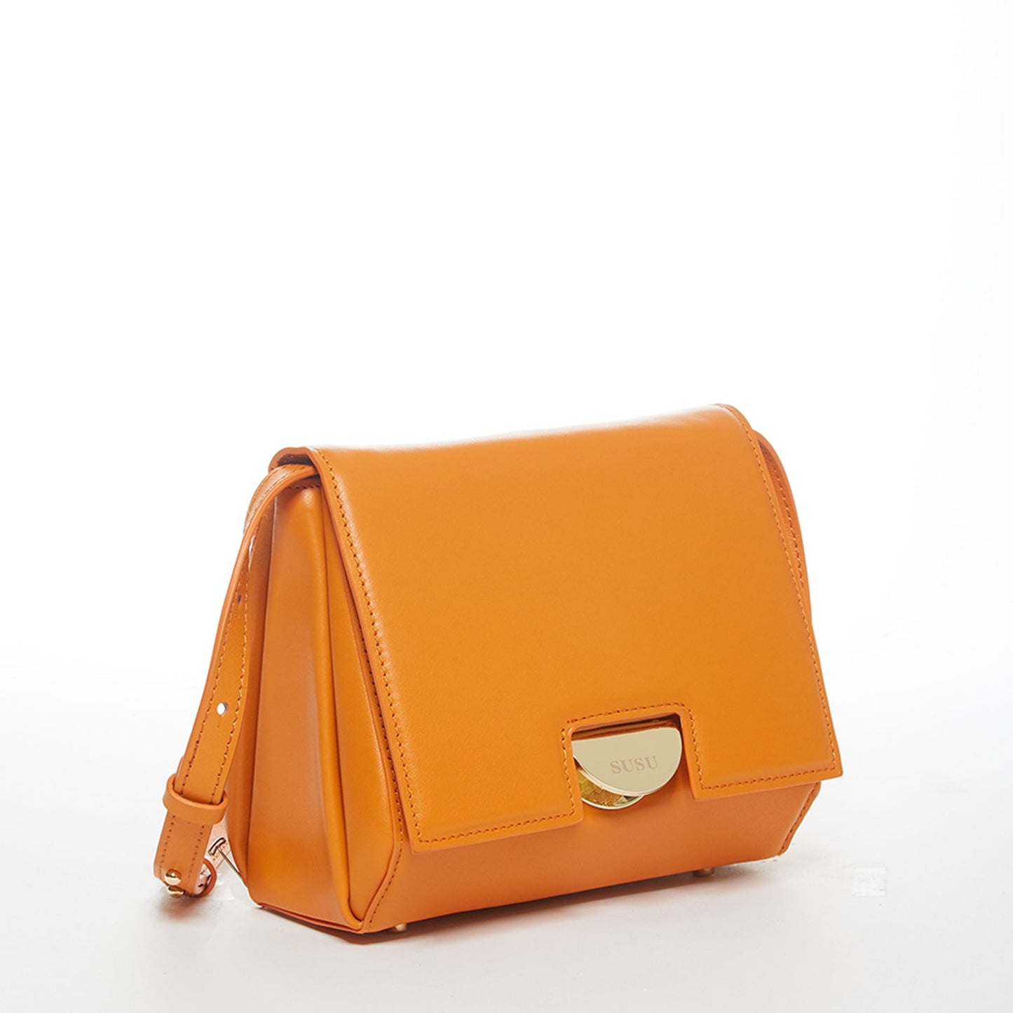 Elizabeth Dark Orange Leather Saddle Bag