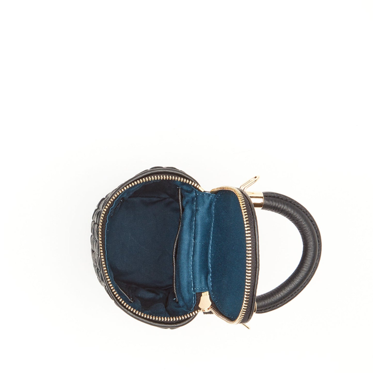 SUSU Mini Purse Leather Black Crossbody Bag Weave Small Bucket Bag