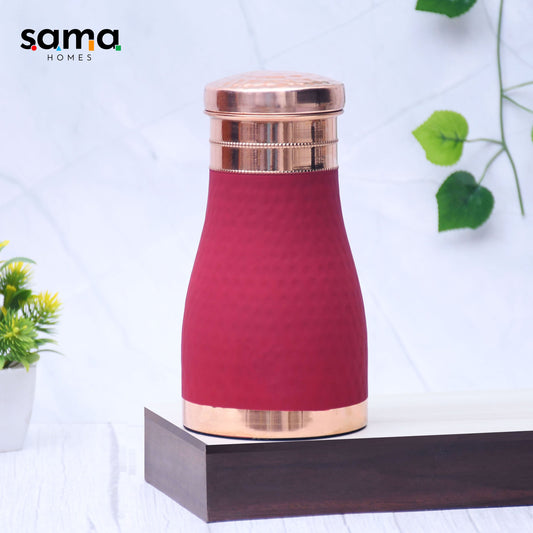 Pure Copper Silk Red Cherry Bedside Jar with Inbuilt Glass Capacity