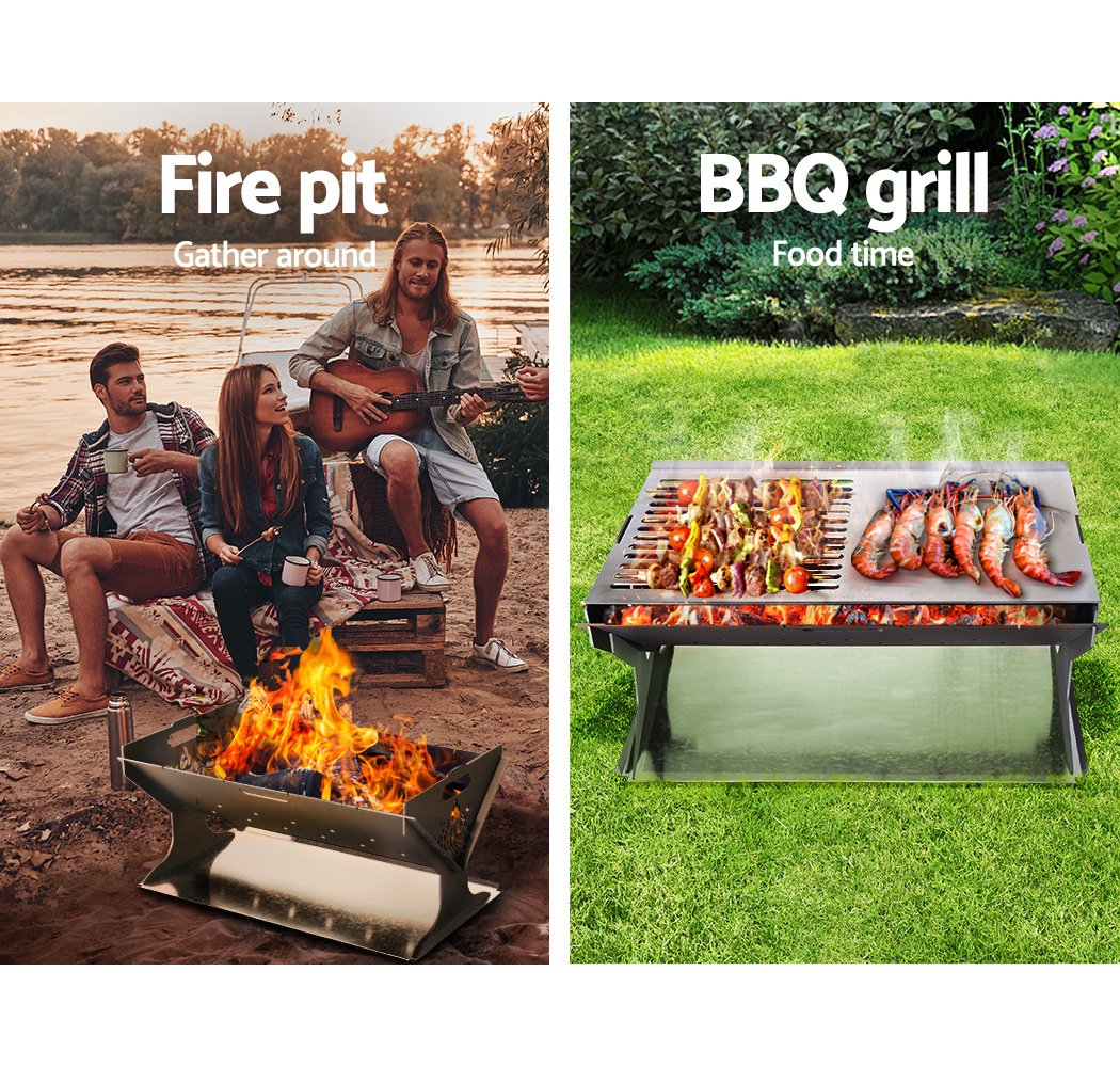 Grillz Fire Pit BBQ Outdoor Camping Portable Patio Heater Folding
