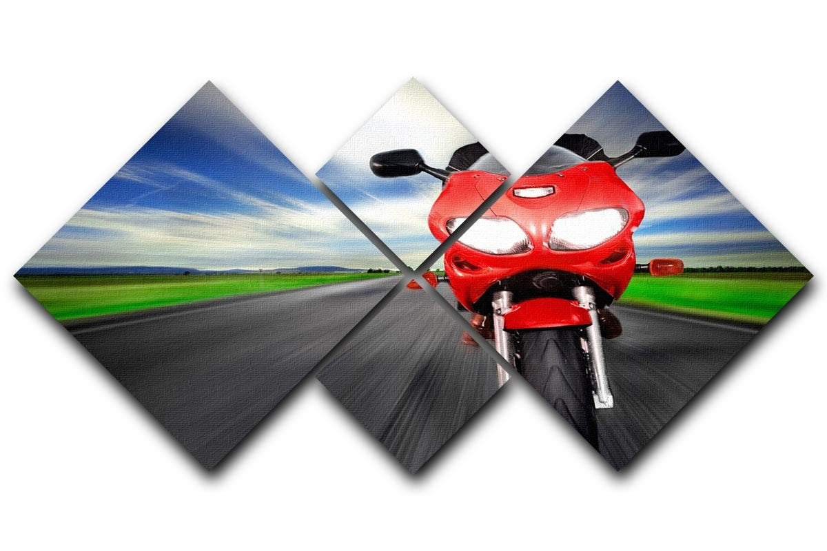 Fast Red Motorbike 4 Square Multi Panel Canvas