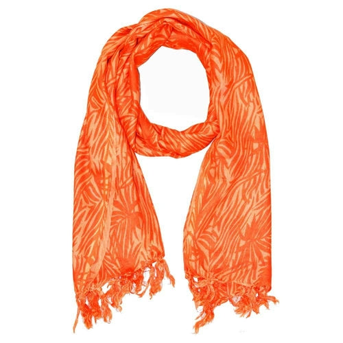 Tropical Print Cotton Fabric Plant Themed Tassel Scarf