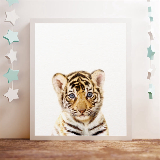 Forest Jungle Animal Prints Baby Tiger Art Print