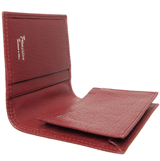 Grained Calf Leather Card Wallet Rosewood