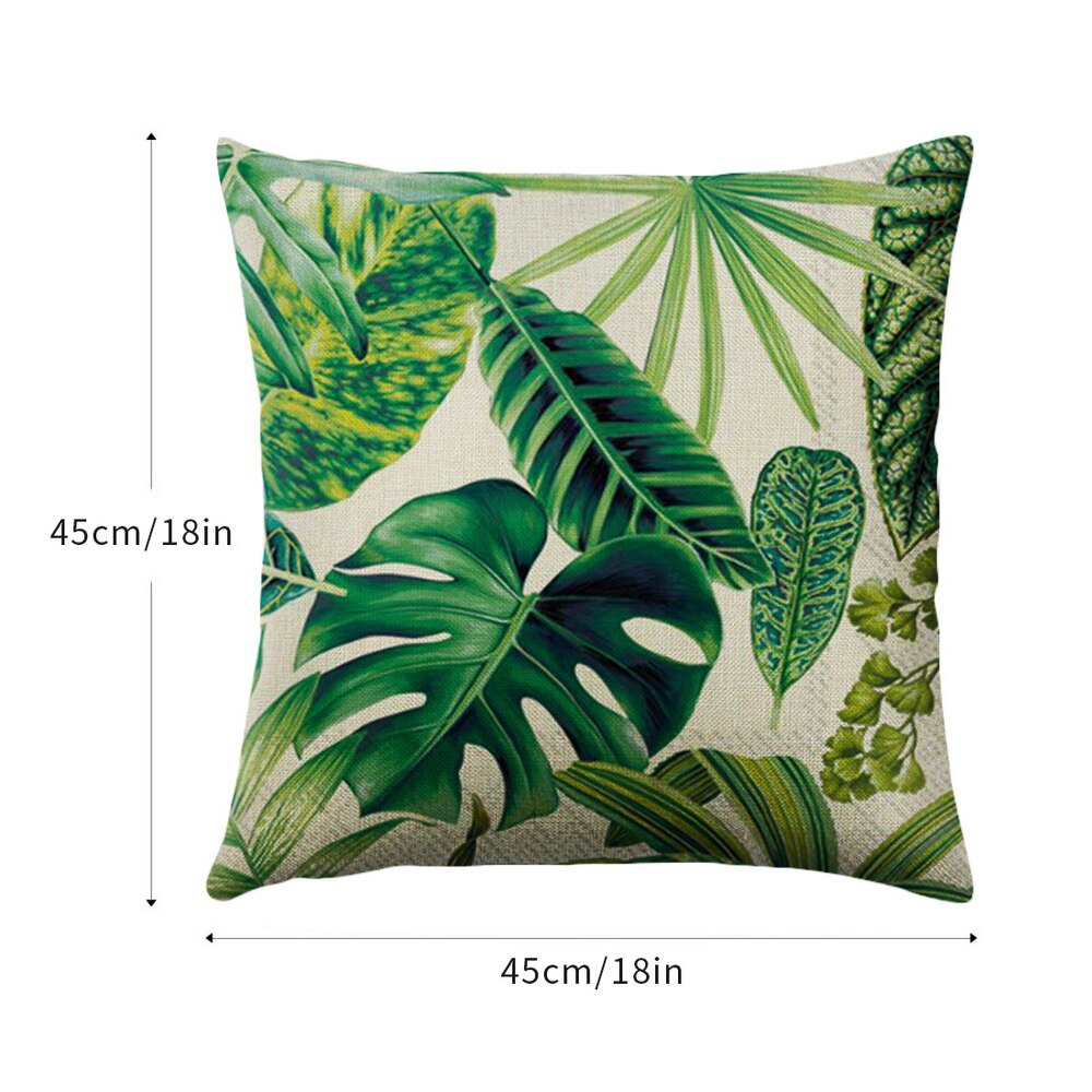 Green Plant Cushion Cover Waterproof Green Printed