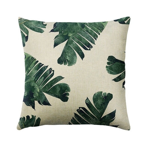 Green Plant Cushion Cover Waterproof Green Printed