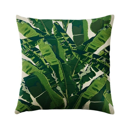 Green Plant Cushion Cover Waterproof Green Printed