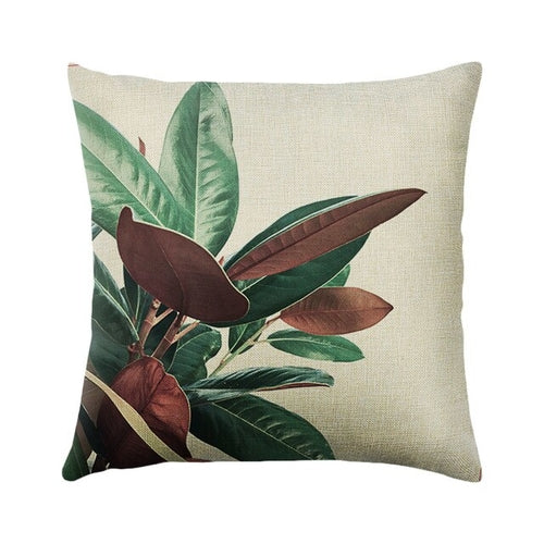 Green Plant Cushion Cover Waterproof Green Printed