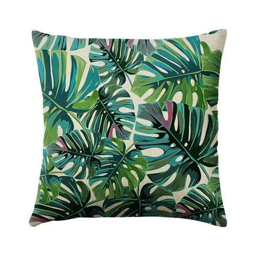 Green Plant Cushion Cover Waterproof Green Printed