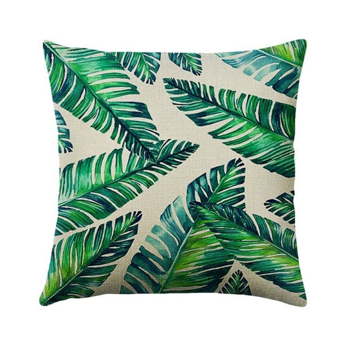 Green Plant Cushion Cover Waterproof Green Printed