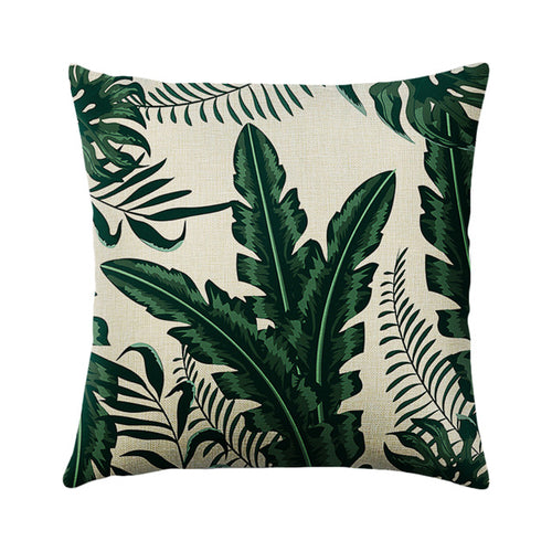 Green Plant Cushion Cover Waterproof Green Printed