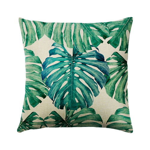 Green Plant Cushion Cover Waterproof Green Printed