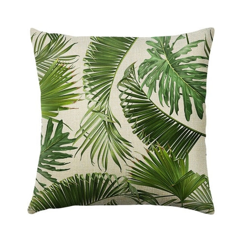 Green Plant Cushion Cover Waterproof Green Printed