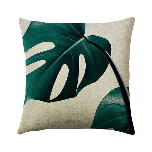 Green Plant Cushion Cover Waterproof Green Printed