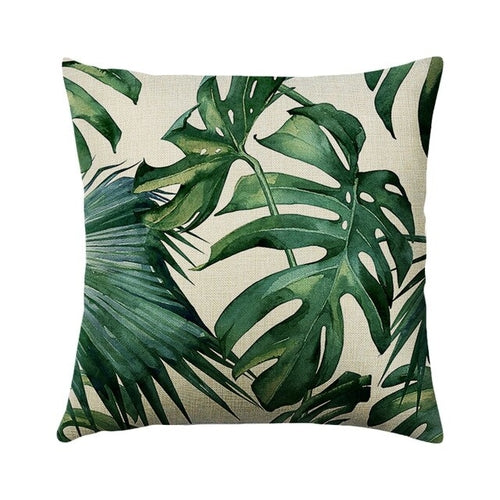 Green Plant Cushion Cover Waterproof Green Printed