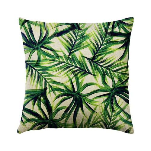 Green Plant Cushion Cover Waterproof Green Printed