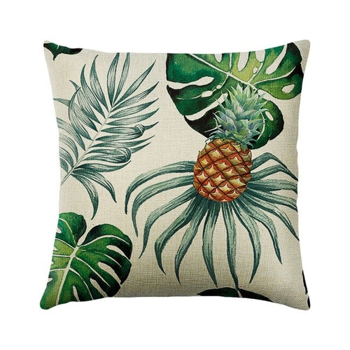 Green Plant Cushion Cover Waterproof Green Printed