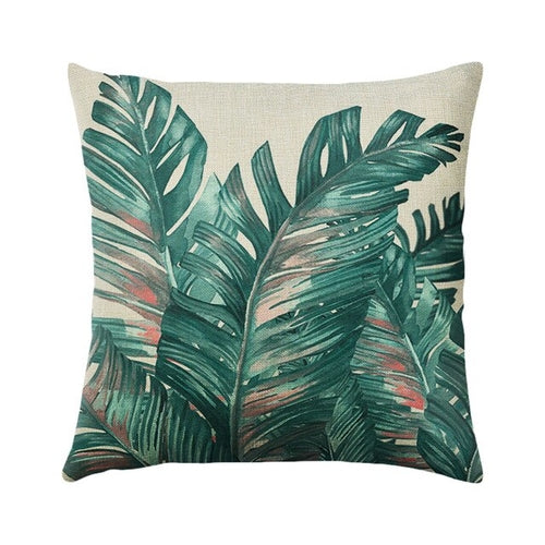 Green Plant Cushion Cover Waterproof Green Printed