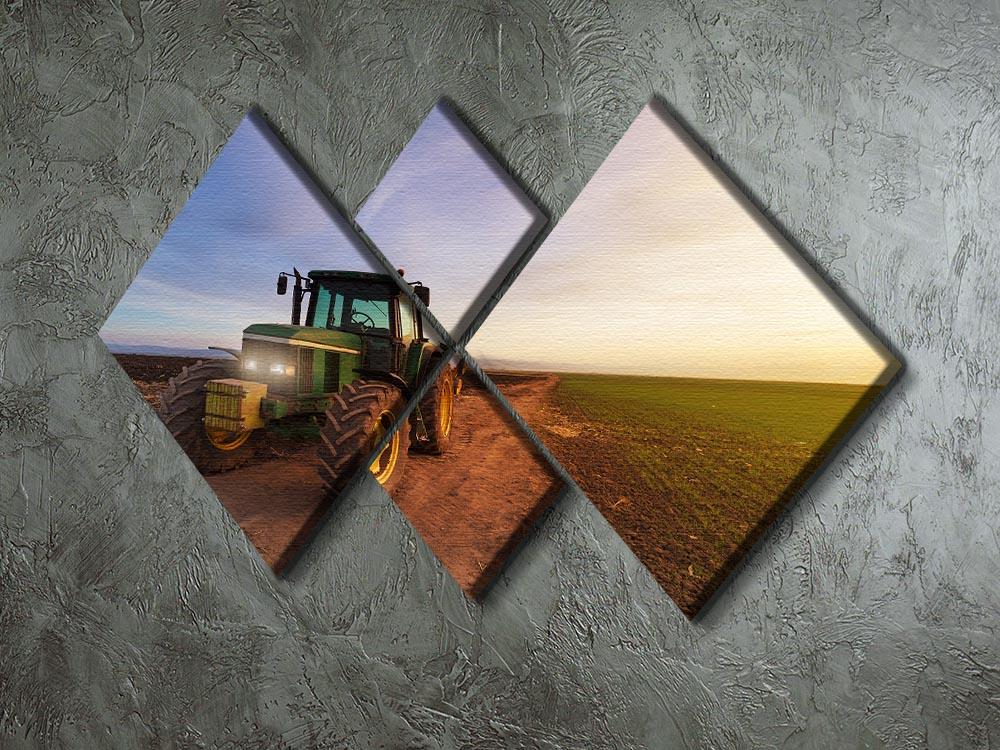 Green tractor 4 Square Multi Panel Canvas