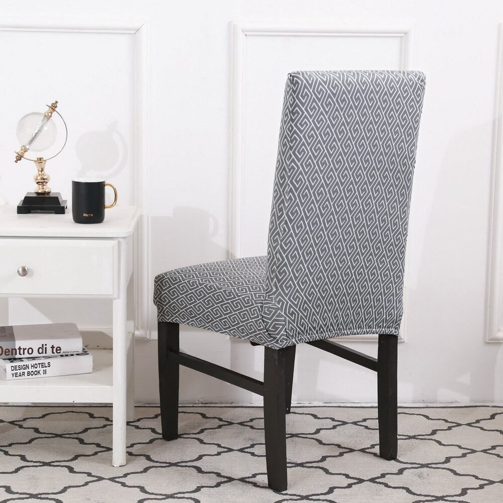 Grey Printed Chair Cover Universal Size Seat Chair
