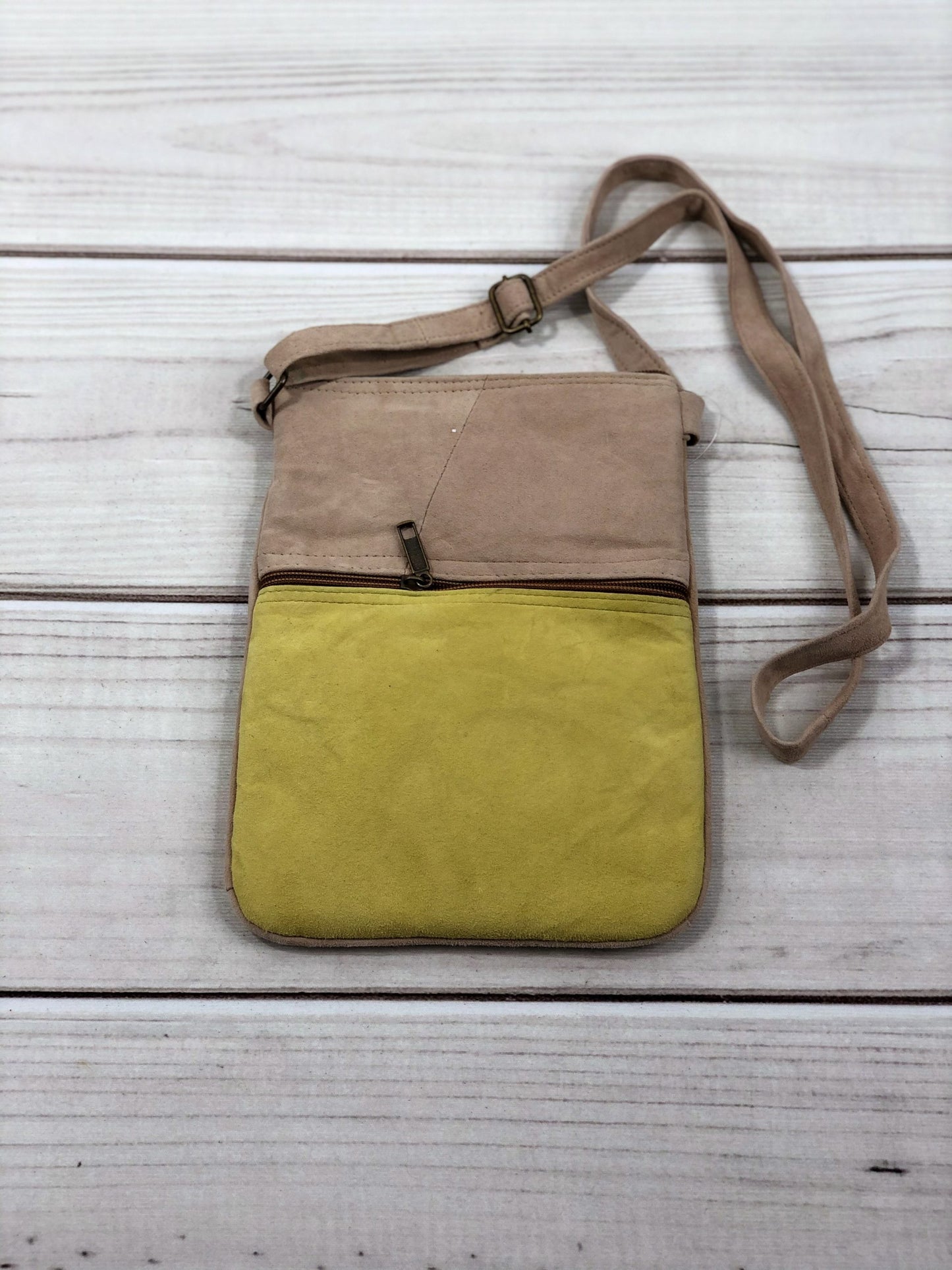 Suede Embroidered Five Zipper Cross-Body Bag