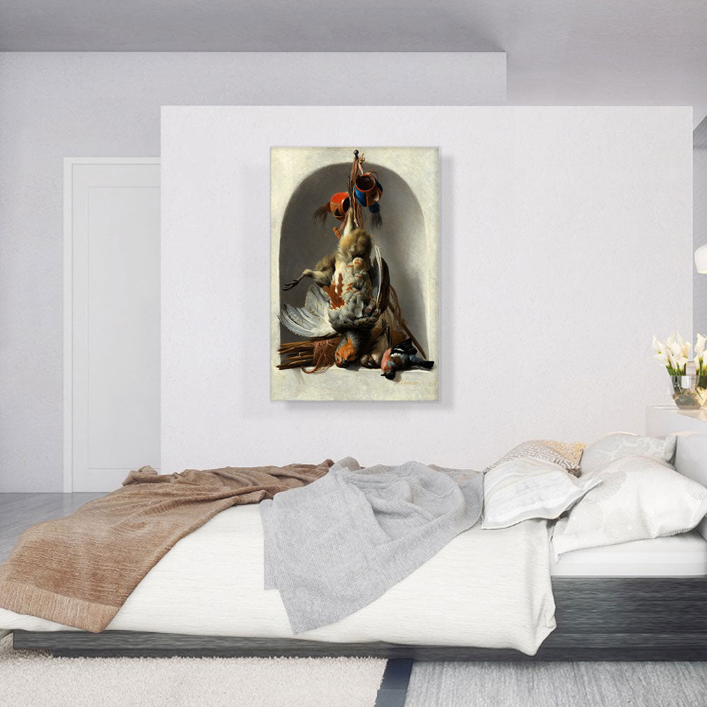 Still Life with Birds and Hunting Gear in a Niche 1633