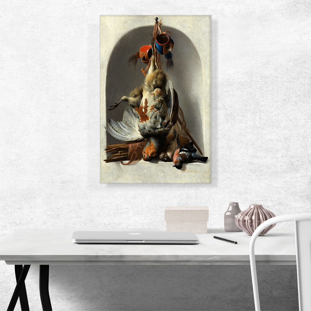 Still Life with Birds and Hunting Gear in a Niche 1633